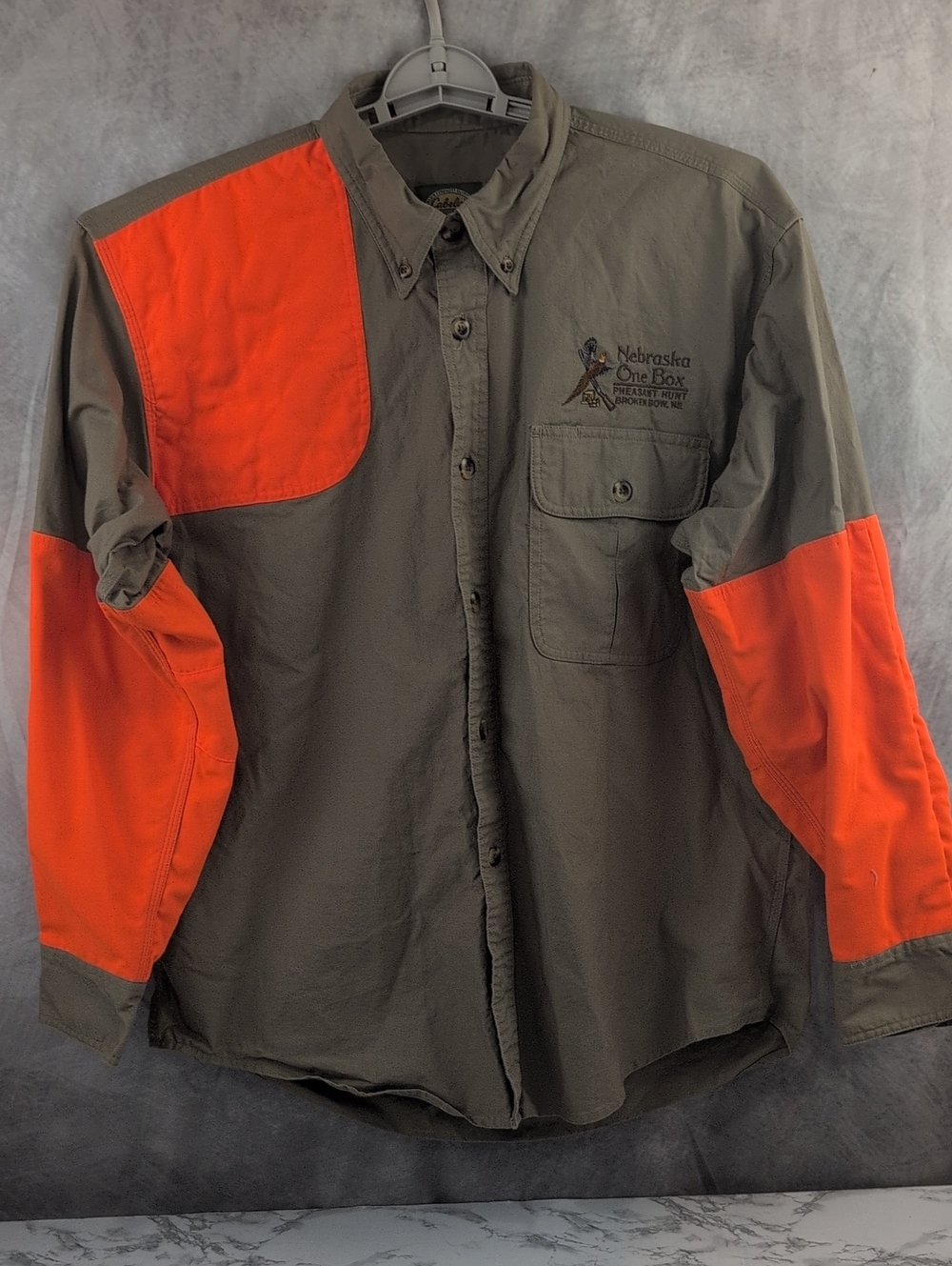Cabela's Men's Large Blaze Orange Upland Hunting Shirt - NE One Box Pheasant Hnt